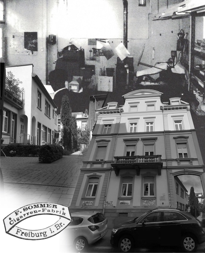Collage aus historischen Bildern und Dokumenten zur Belfortstraße 17.