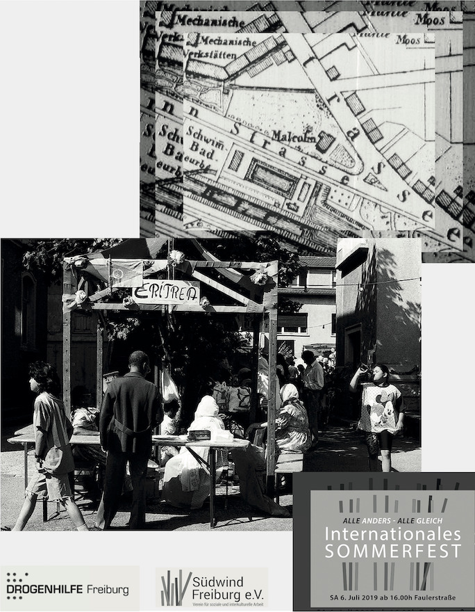 Collage aus historischen Bildern und Dokumenten zur Faulerstraße 8.